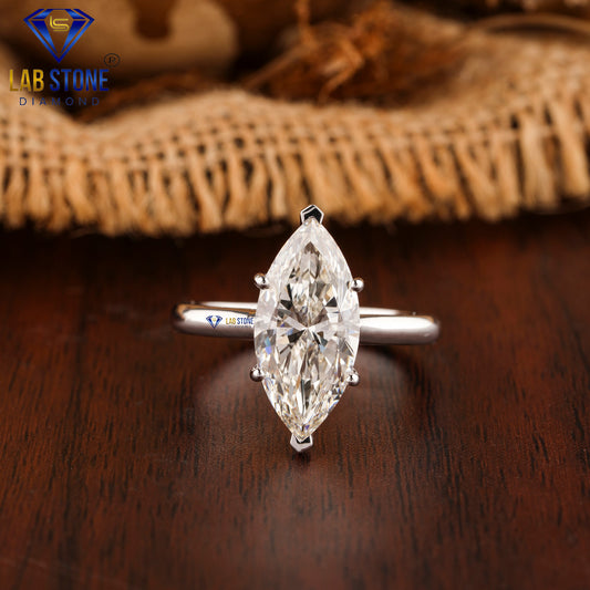 4.00 TDW Marquise Cut Women’s Solitaire Diamond Ring