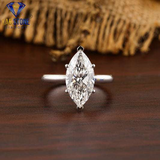 3.08 TDW Marquise Cut Women’s Solitaire Diamond Ring