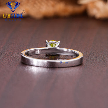 0.47 TDW Greenish Yellow Cushion Cut Diamond Women’s Solitaire Ring