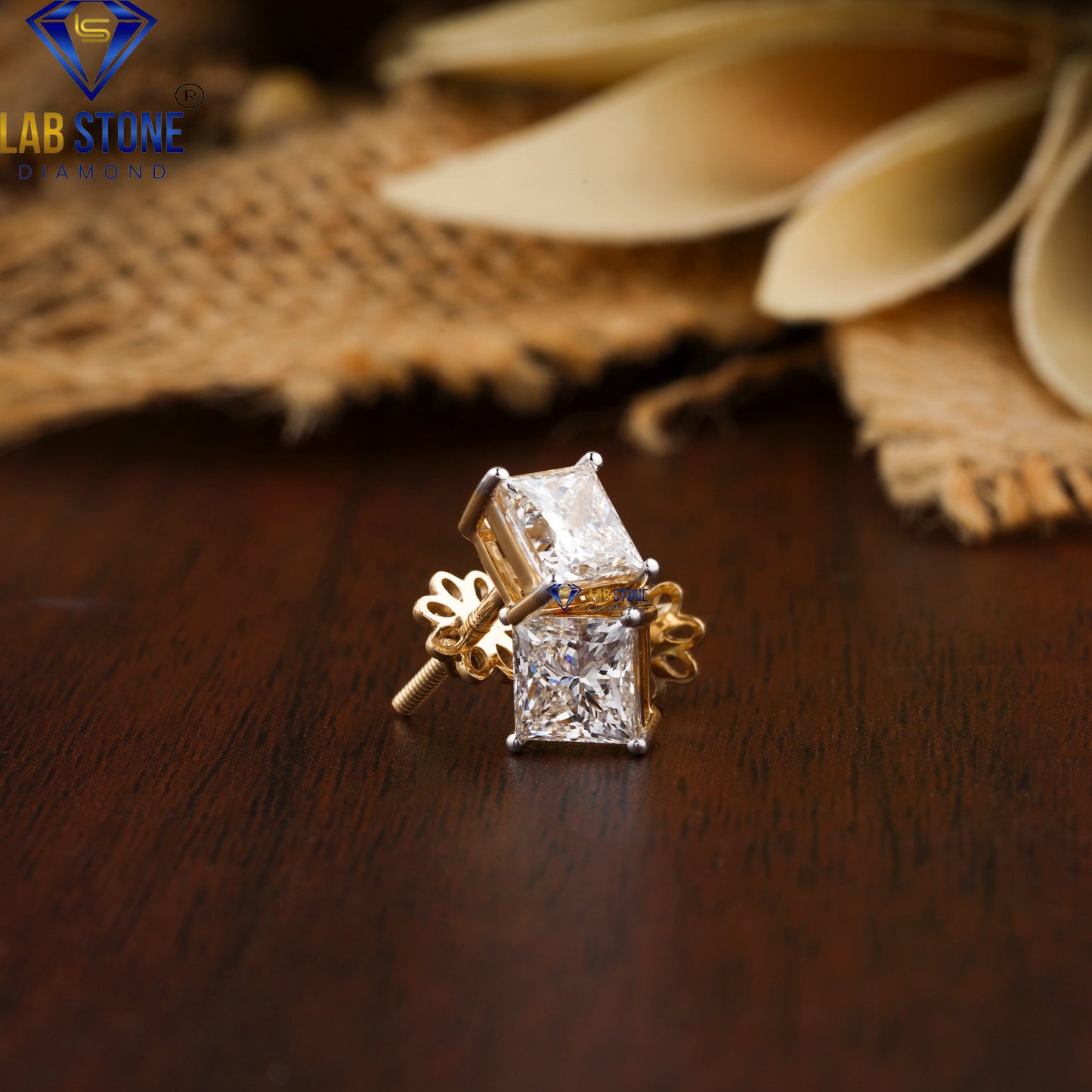 0.60 TDW Princess Cut Diamond Stud Earrings