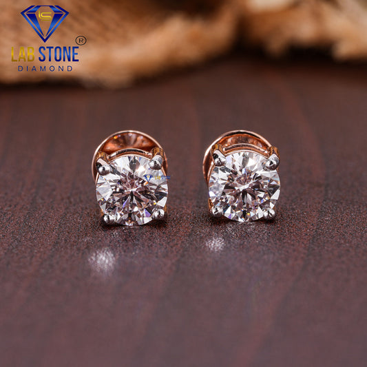 0.93 TDW Round Cut Diamond Solitaire Stud Earring