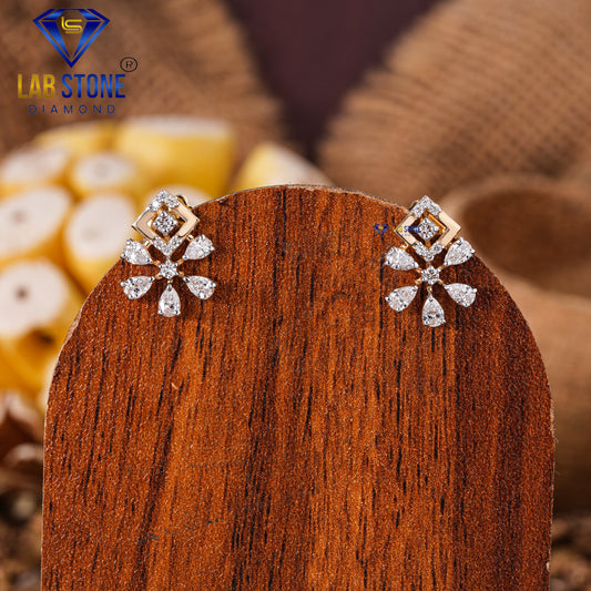 0.53 TDW Round & Pear Cut Diamond Stud Earring