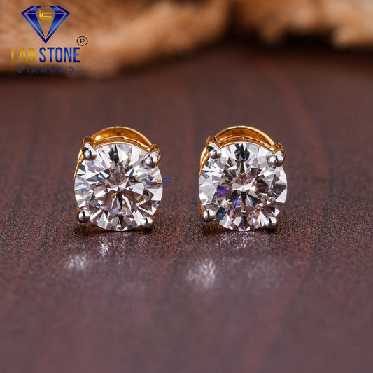 3.00 TDW Round Cut Diamond Solitaire Stud Earring