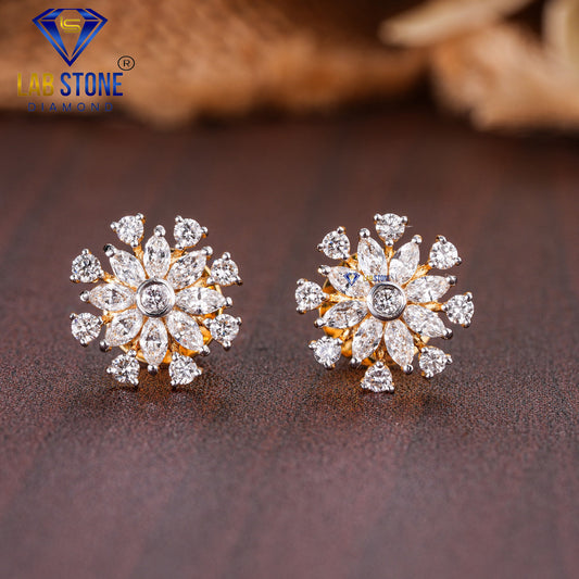 0.80 TDW Marquise & Round Cut Diamond Stud Earring