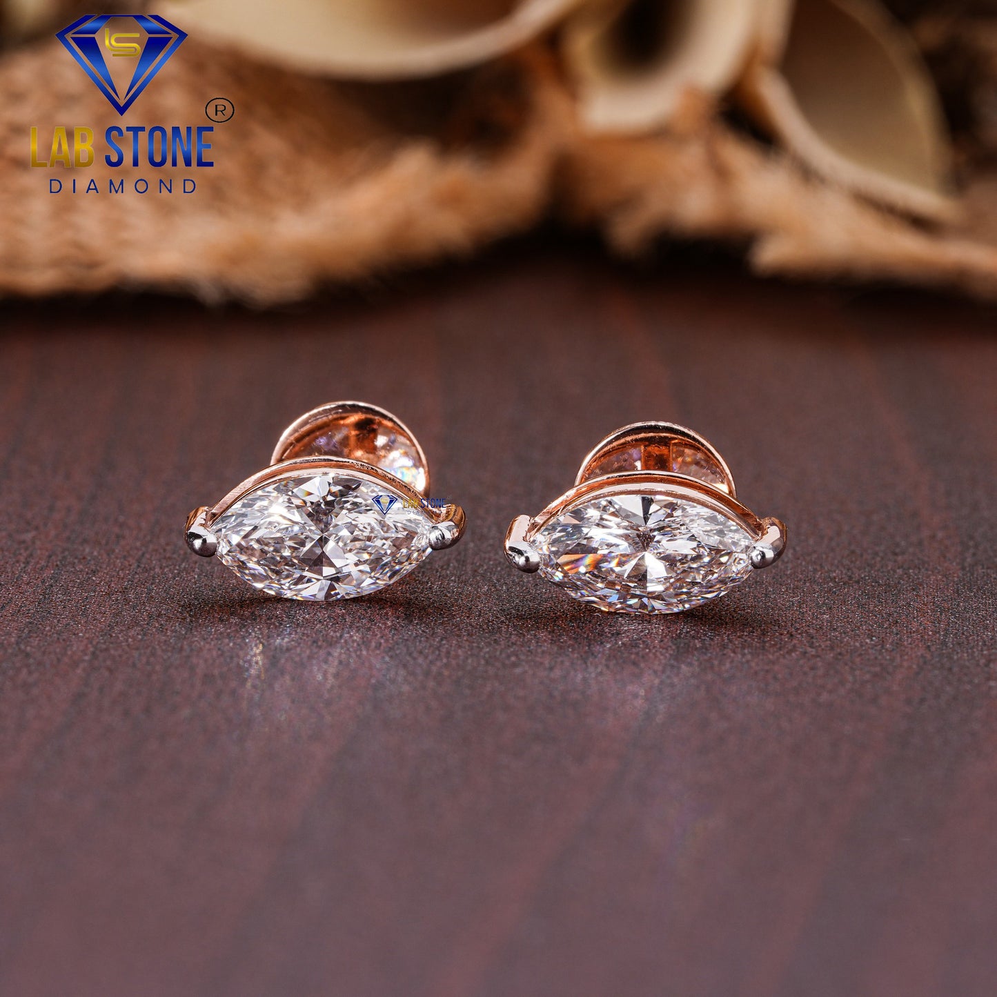 2.13 TDW Marquise Cut Diamond Solitaire Stud Earring