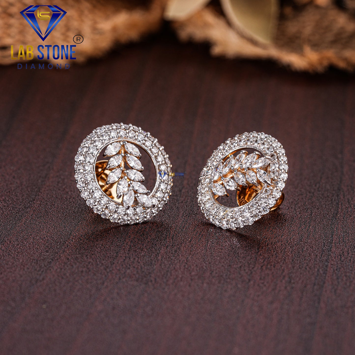 1.49 TDW Marquise & Round Cut Diamond Stud Earring