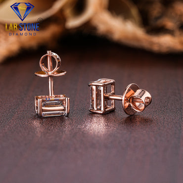 3.67 TDW Emerald Cut Diamond Solitaire Stud Earring