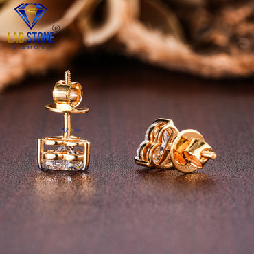 2.22 TDW Heart Cut Diamond Solitaire Stud Earring