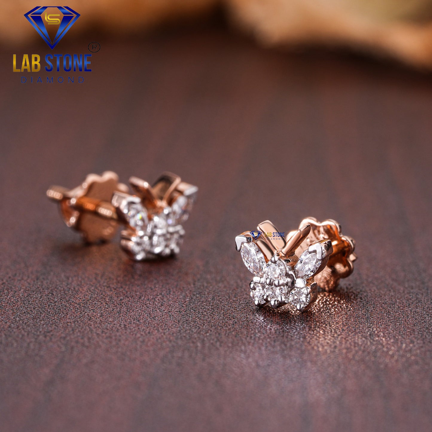 0.19 TDW Round & Marquise Cut Diamond Stud Earring
