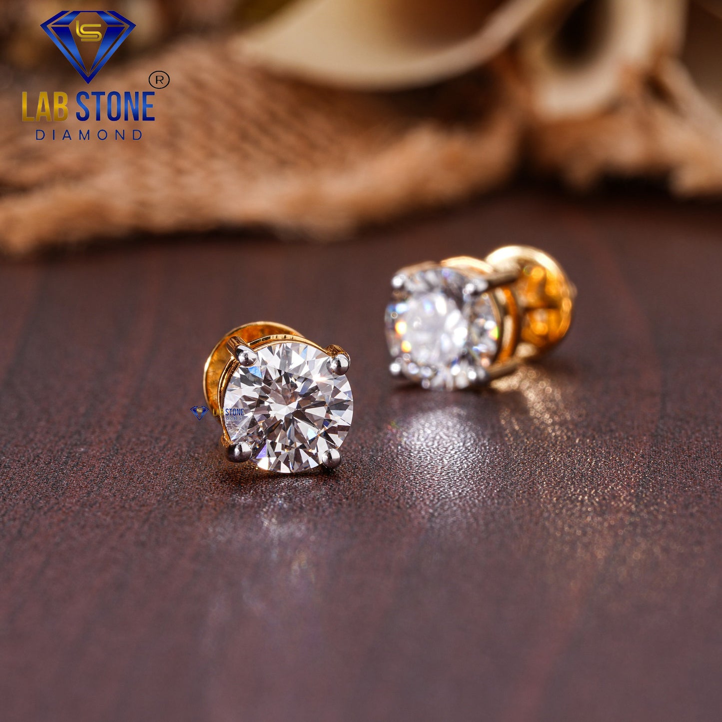 3.00 TDW Round Cut Diamond Solitaire Stud Earring