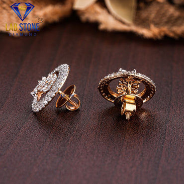 1.49 TDW Marquise & Round Cut Diamond Stud Earring