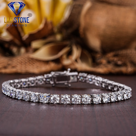 4.42 TDW Round Cut Diamond Tennis Bracelet
