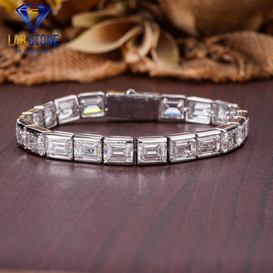 38.50 TDW Emerald Cut Daimond Tennis Bracelet