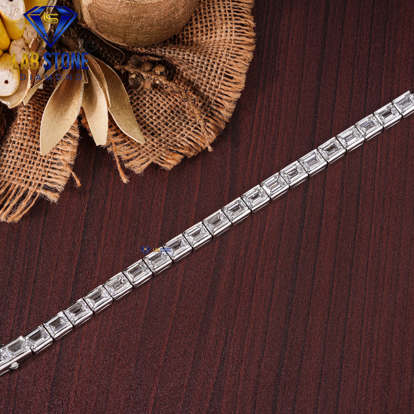 38.50 TDW Emerald Cut Daimond Tennis Bracelet