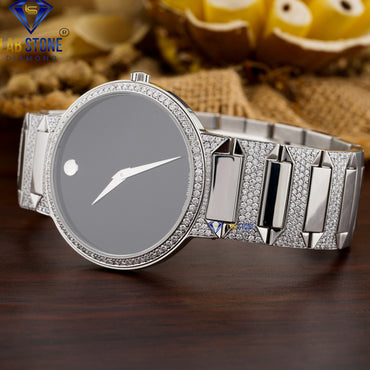 3.40 CT TDW Round Cut Diamond men's Watch