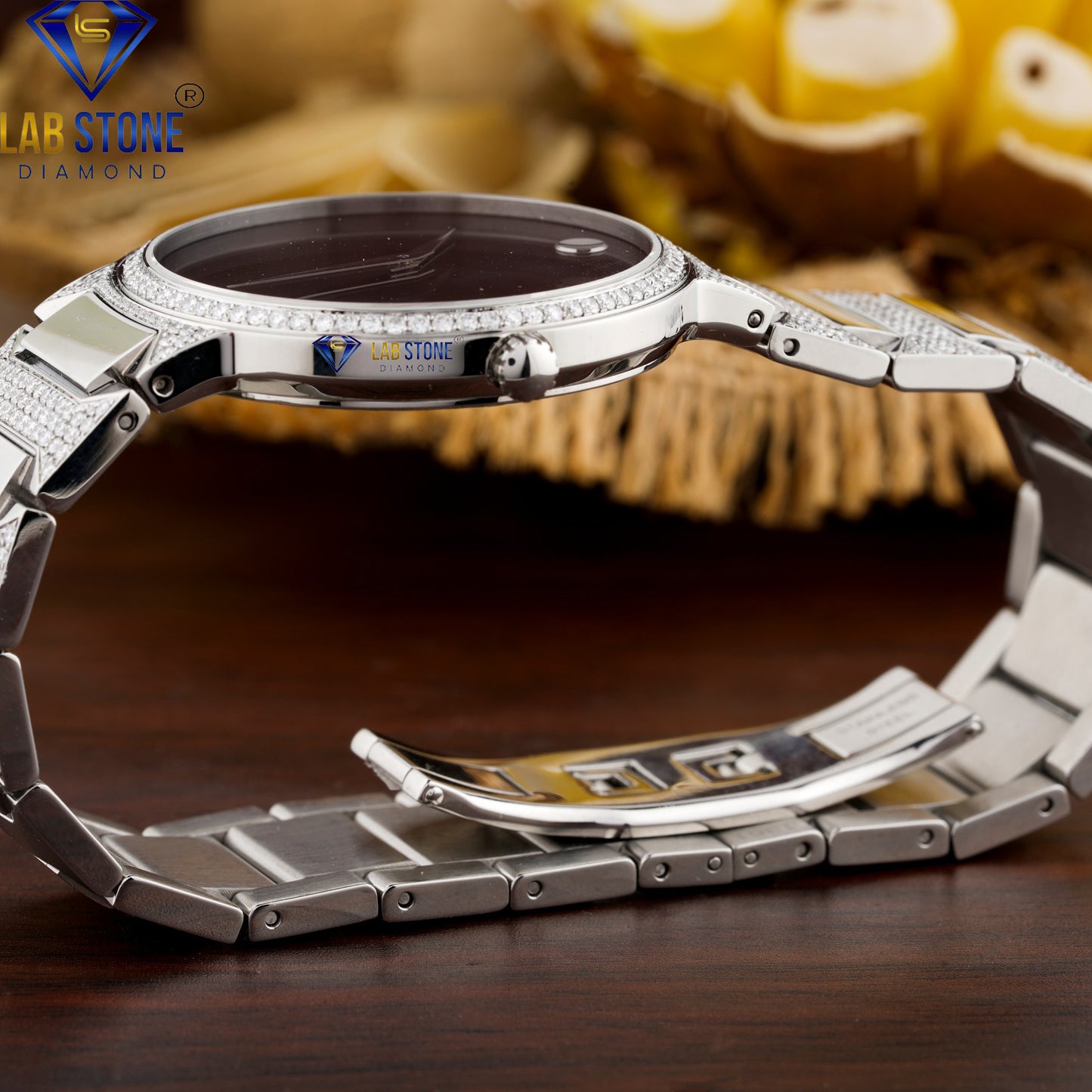 3.40 CT TDW Round Cut Diamond men's Watch