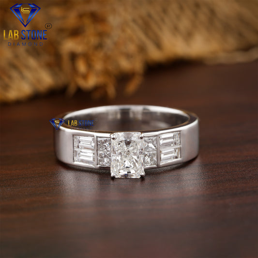 1.68 TDW Radiant, Princess & Baguette Cut Women’s Engagement Diamond Ring