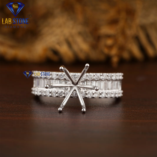 0.80 TDW Round & Baguette Cut Diamond Women’s Engagement Ring