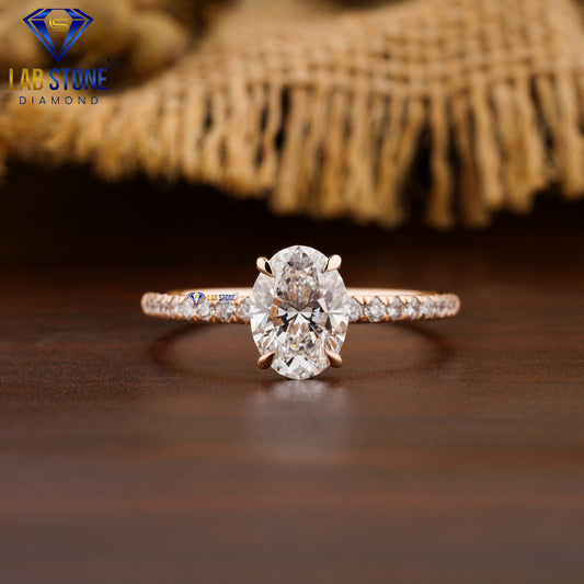 1.96 TDW Oval & Round Cut Women’s Halo Diamond Ring