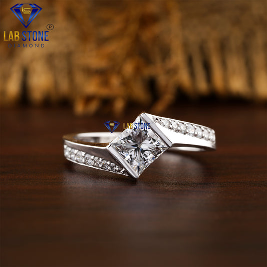 1.20 TDW Princess & Round Cut Diamond Women's Engagement Ring