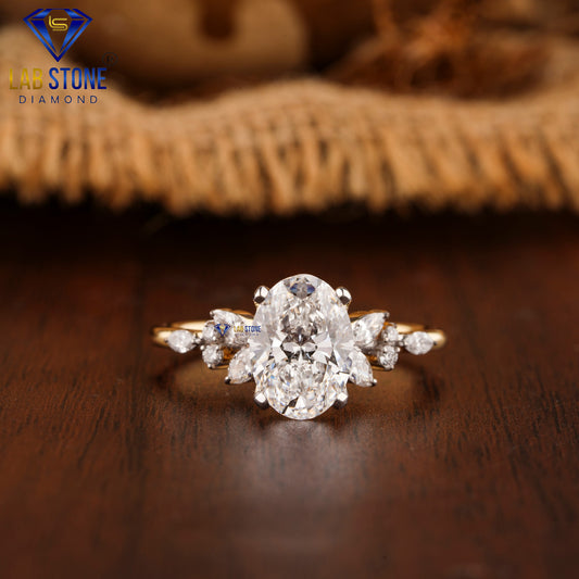2.20 TDW Oval, Marquise & Round Cut Women’s Engagement Diamond Ring