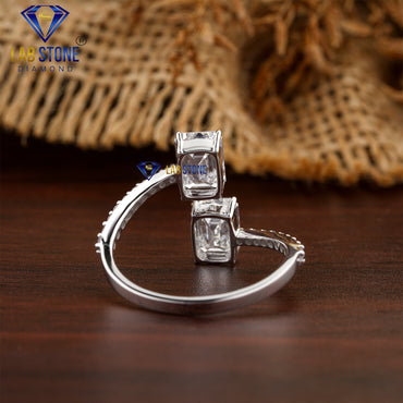 2.24 TDW Emerald & Round Cut Diamond Women's Engagement Ring