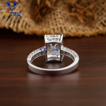 3.78 TDW Emerald & Round Cut Diamond Women's Engagement Ring