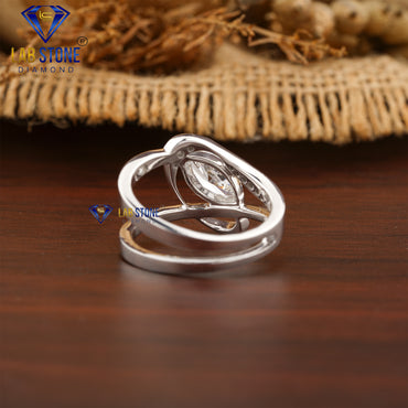 0.93 TDW Marquise & Round Cut Women's Engagement Diamond Ring