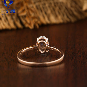 0.62 TDW Oval Rose Cut & Round Cut Diamond Women's Engagement Ring