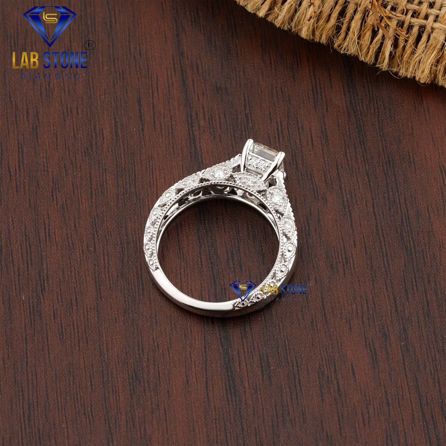 2.35 TDW Emerald, Princess & Round Cut Diamond Women's Engagement Ring