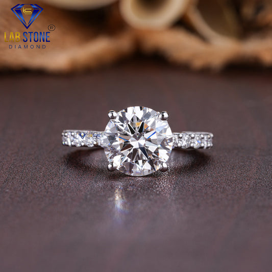 3.78 TDW Round Cut Diamond women's Hidden Halo Ring