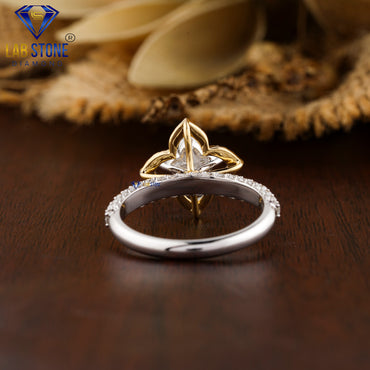 1.98 TDW Custom Cut & Round Cut Women’s Halo Diamond Ring