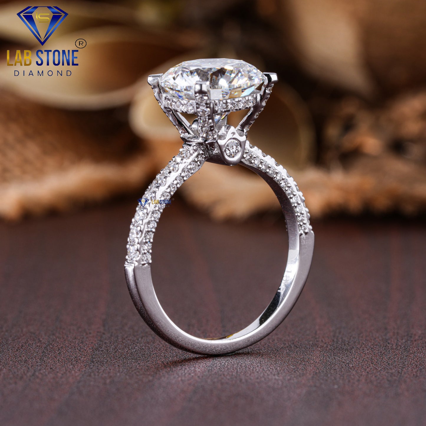 4.56 TDW Round Cut Diamond Women's Hidden Halo Engagement Ring