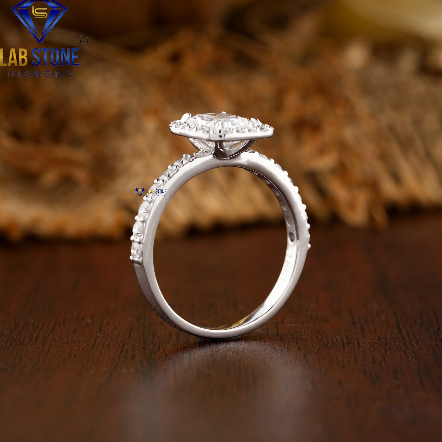 2.01 TDW Radiant & Round Cut Diamond Halo Ring