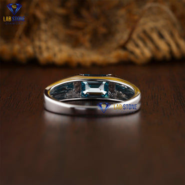 0.99 TDW Fancy Blue Emerald Cut Diamond Women’s Solitaire Ring