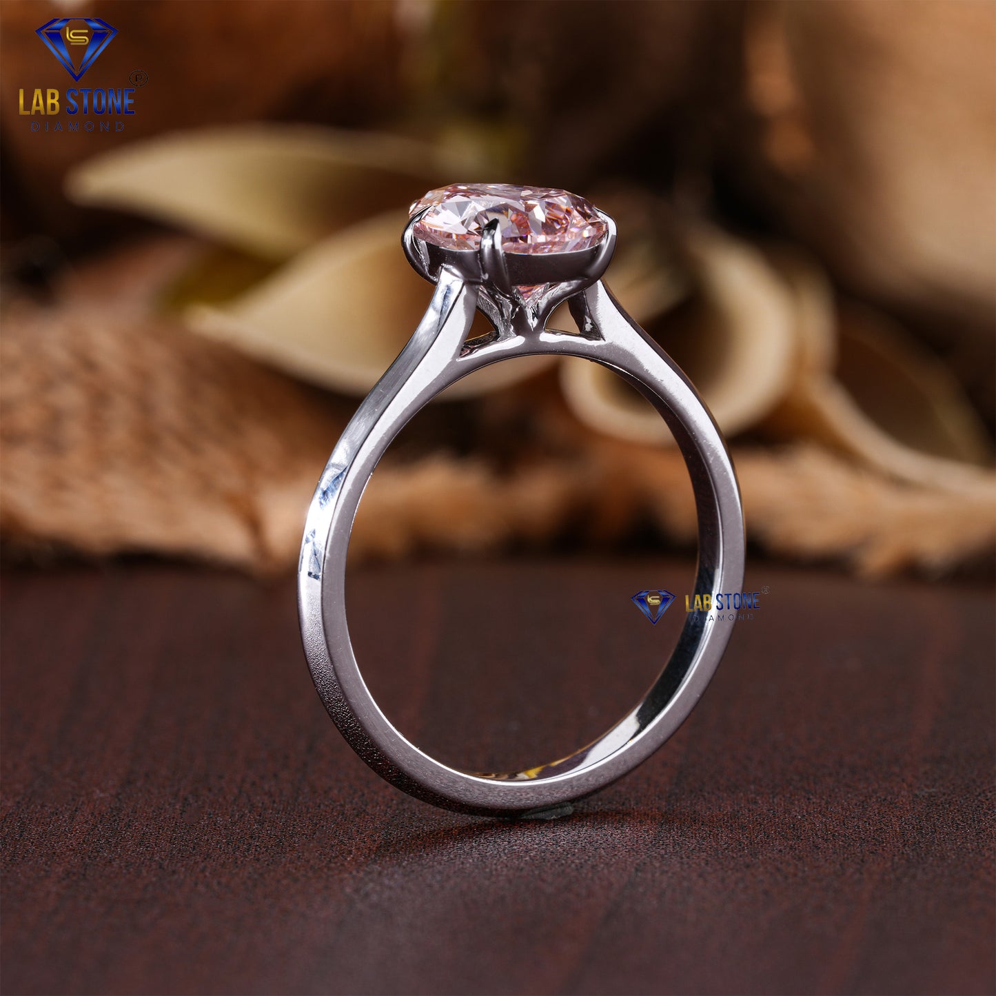 2.01 TDW Fancy Pink Pear Cut Diamond Women's Solitaire Ring