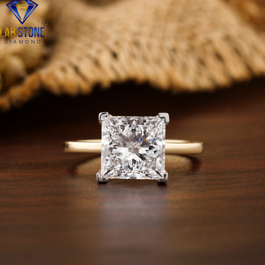 3.62 TDW Princess Cut Diamond Solitaire Ring