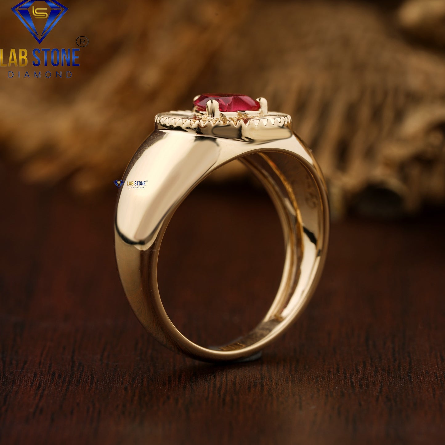 0.22 TDW Fancy Red Heart Cut Gemstone Men’s Solitaire Ring