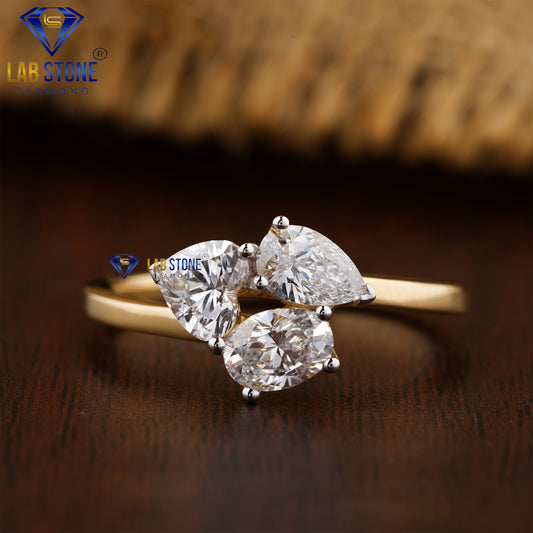 1.11 TDW Pear, Heart & Oval Cut Women’s Three Stone Diamond Ring