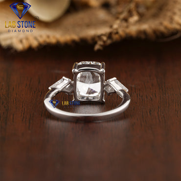 4.85 TDW Cushion & Kite Cut Women’s Three Stone Diamond Ring