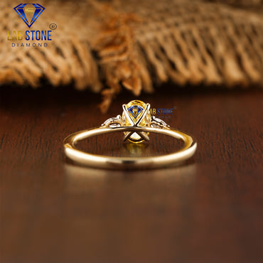 0.78 TDW Fancy Yellow Oval & Pear Cut Diamond Women’s Three Stone Ring