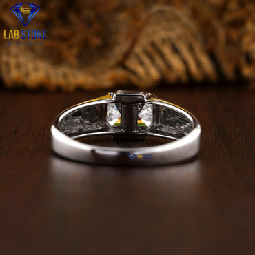 1.70 TDW Emerald & Baguette Cut Diamond Men's Solitaire Ring