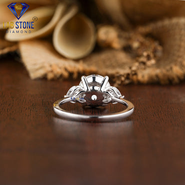 2.45 TDW Heart & Round Cut Women’s Three Stone Diamond Ring