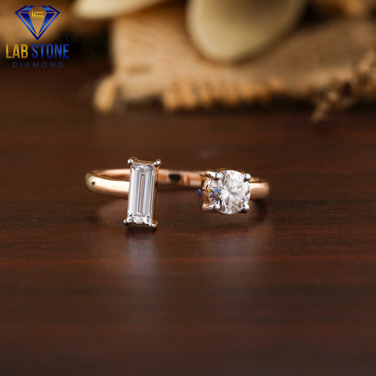 0.56 TDW Round & Baguette Cut Diamond Women’s Engagement Ring