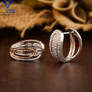 0.72 TDW Round Cut Diamond Hoop Earrings