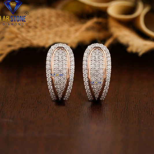 0.72 TDW Round Cut Diamond Hoop Earrings