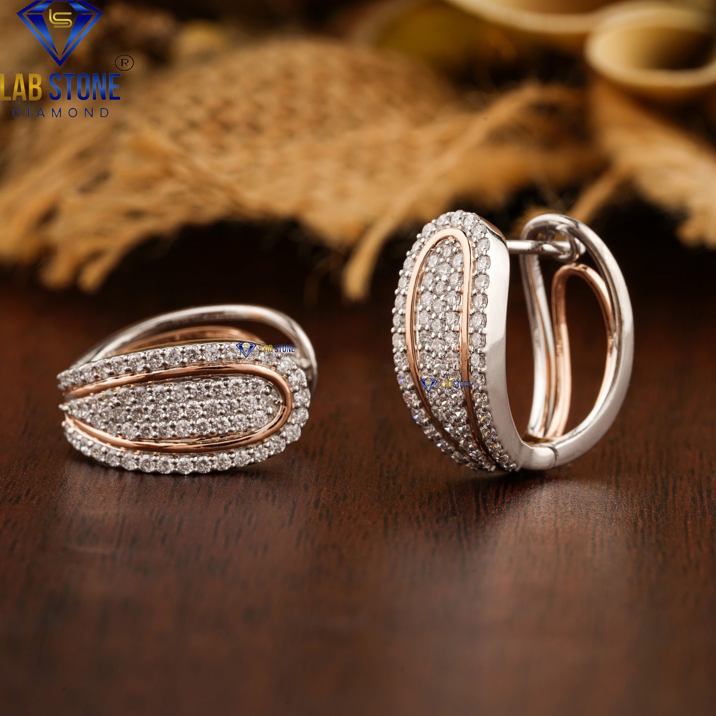 0.72 TDW Round Cut Diamond Hoop Earrings