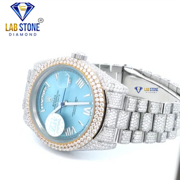 17.00 CT TDW Round Cut Diamond men's Watch