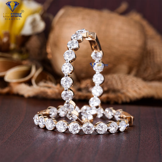 10.44 TDW Round Cut Diamond Hoop Earrings