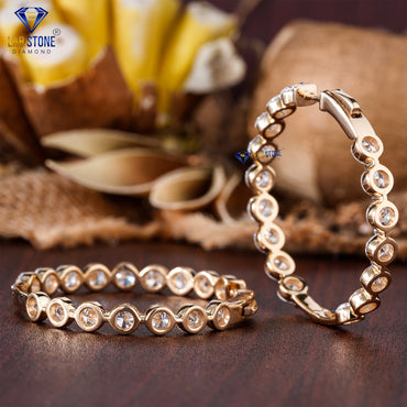 10.44 TDW Round Cut Diamond Hoop Earrings